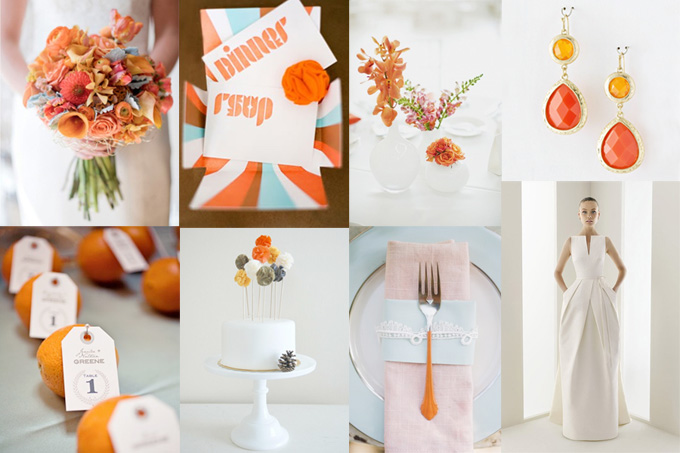 Together with these crisp and chic centerpieces the orange really pops