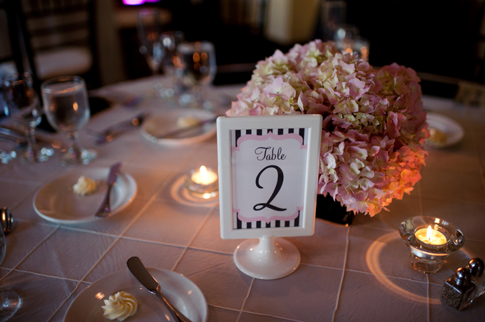 pink and black centerpiece