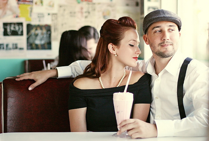 A 50's Retro Diner Engagement | Glamour & Grace