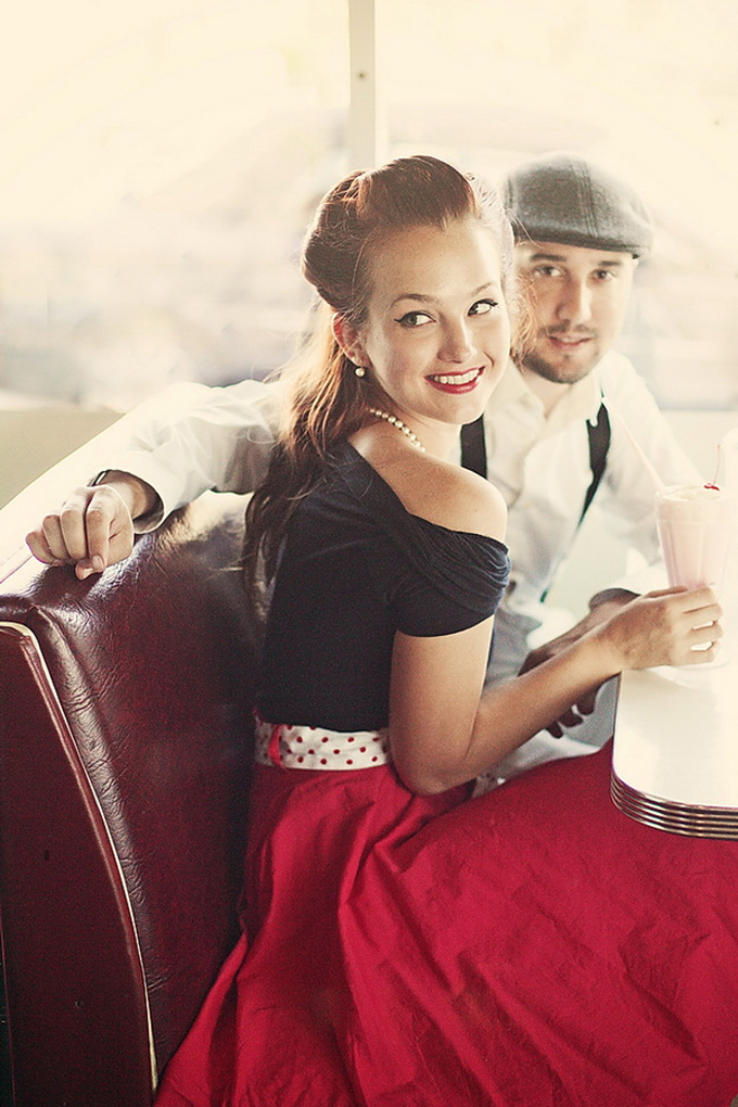 A 50's Retro Diner Engagement | Glamour & Grace