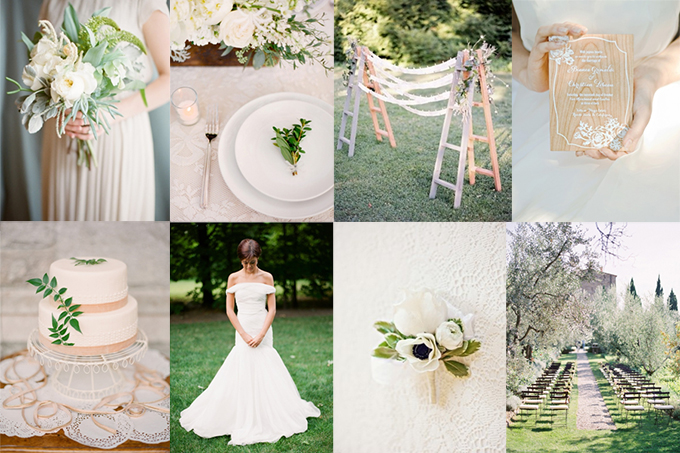 Inspiration Board | Romantic White and Green | Glamour & Grace